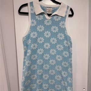 Floral Patterned Blue and White Mini Dress